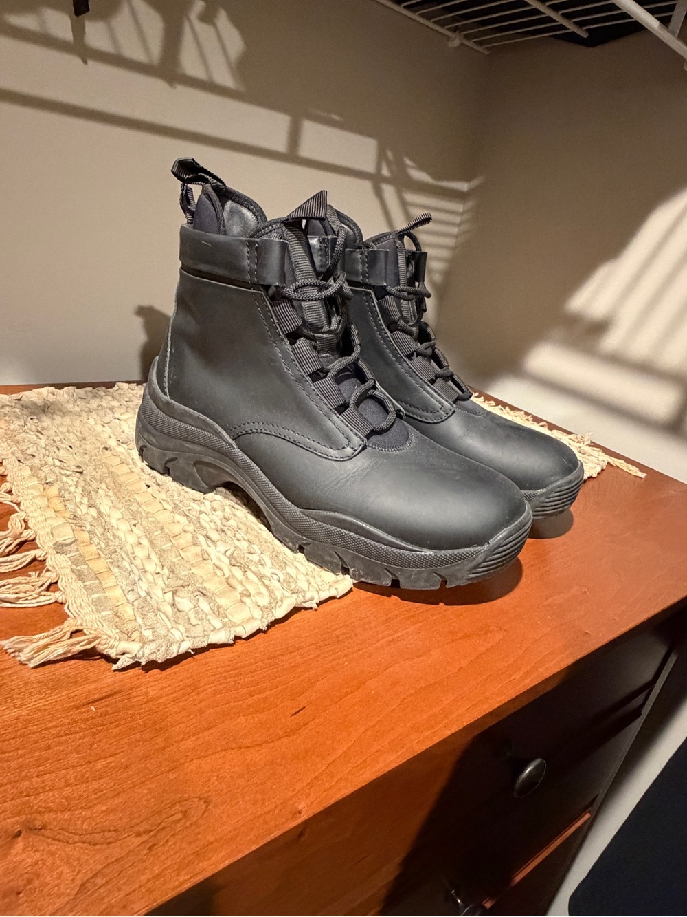 John Elliott Black Men's Lace-Up Combat Boots